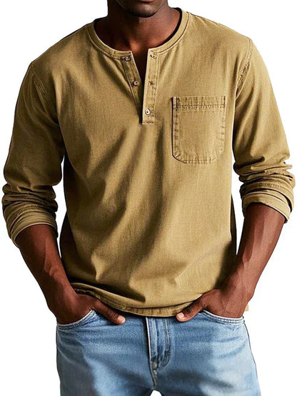 Classic Casual Long Sleeve Henley Shirt