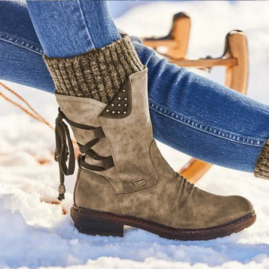 Warm Insulated Mid Calf Snow Boots - ModishWorld