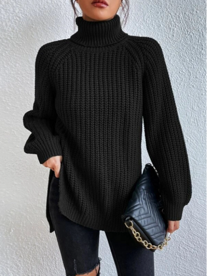 Women's Sweater - Crew Neck Ribbed Knit