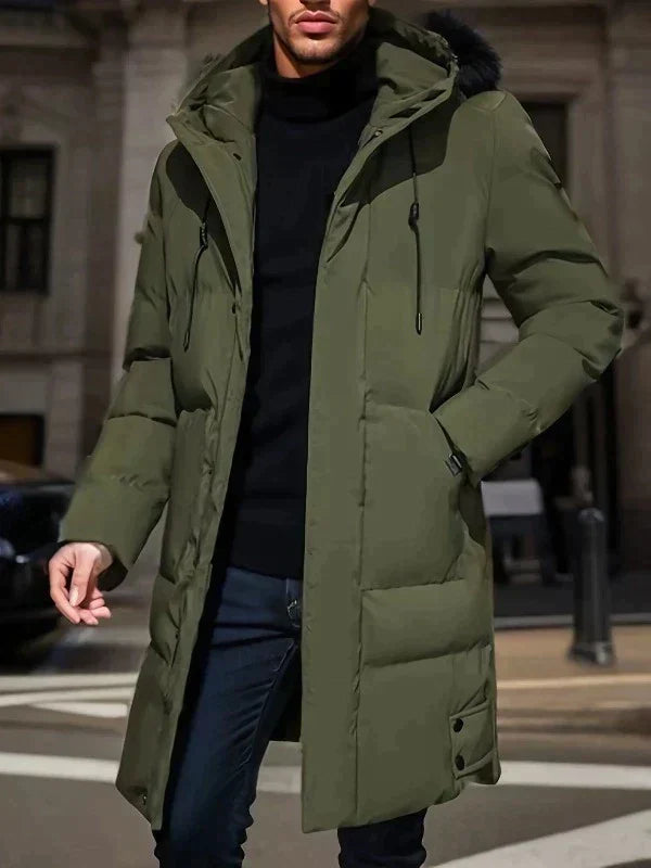 Warm Men's Down Parka Coat - Hooded Waterproof Jacket