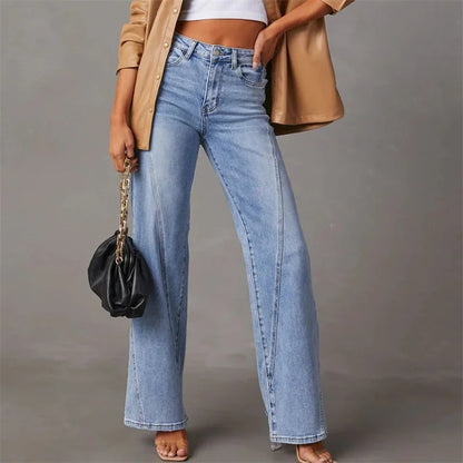 Women's Dark Wash High Waisted Wide Leg Jeans - ModishWorld