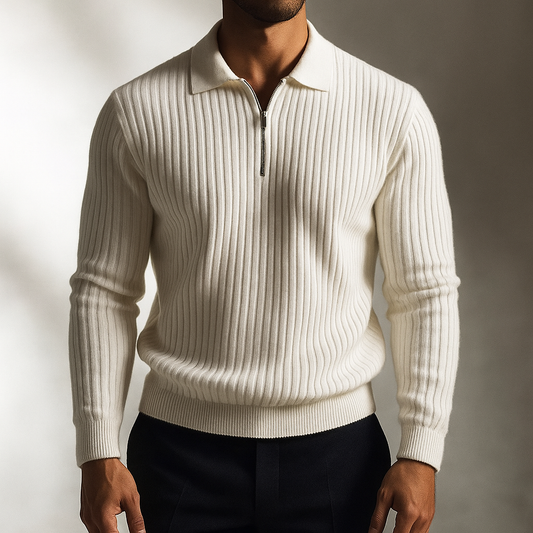 Classic Men's Quarter Zip Knit Polo Sweater - Modish World
