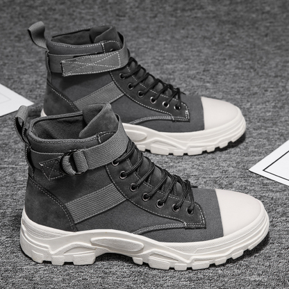 Men's Leather Ankle Boots with Buckle Strap - ModishWorld