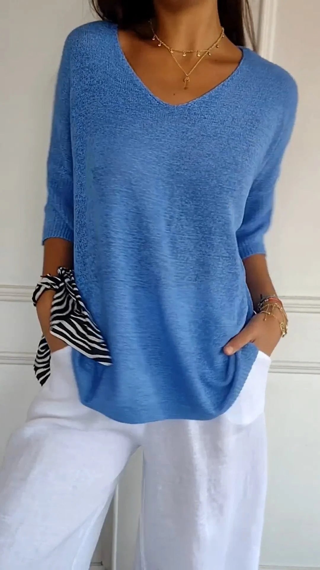 Elegant Casual Women's V-Neck Blouse