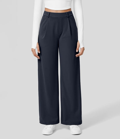 Comfortable High Waisted Wide Leg Office Pants