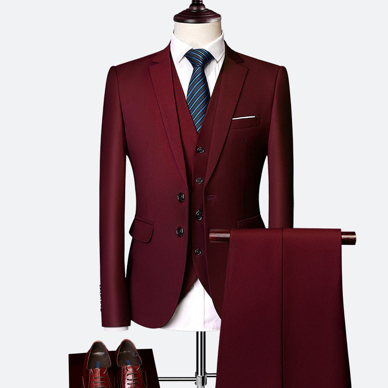 Classic Tailored 3-Piece Groom Suit Set for Men