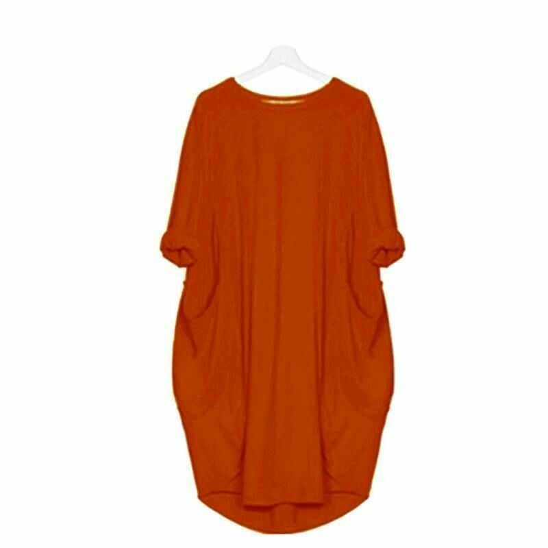 Casual Women's Midi Sundress with Round Neckline