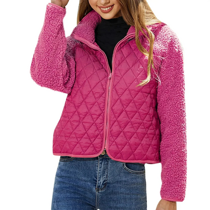 Women's Padded Short Jacket with Faux Fur Collar