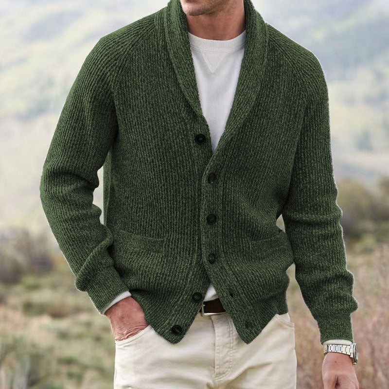 Classic Front Open Cardigan Sweater for Men