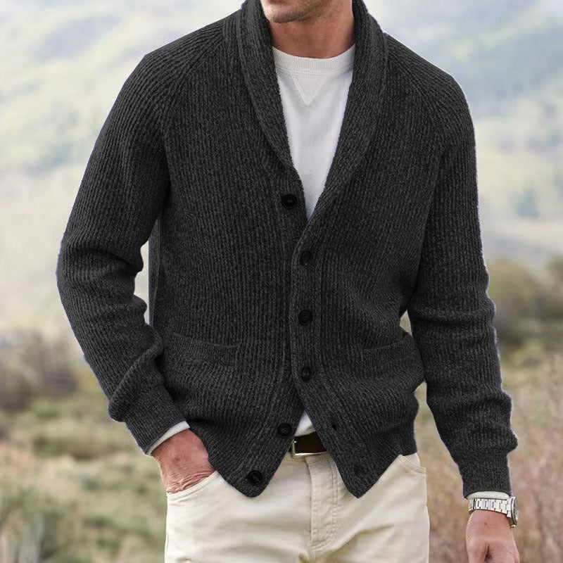 Classic Front Open Cardigan Sweater for Men