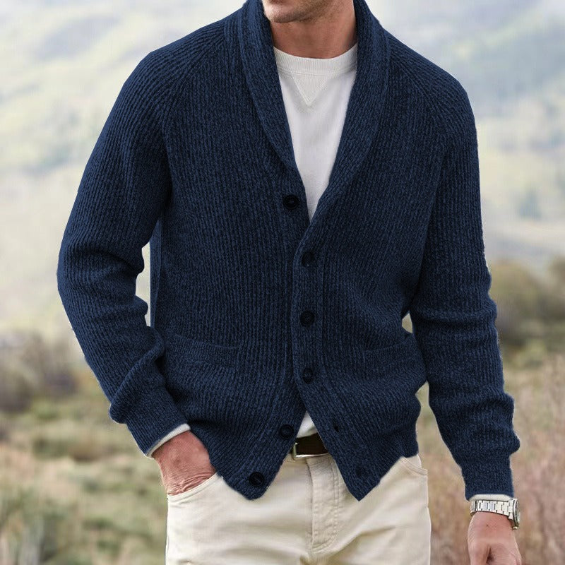 Classic Front Open Cardigan Sweater for Men
