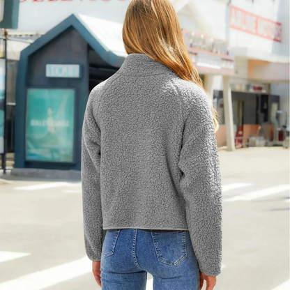 Women's Padded Short Jacket with Faux Fur Collar