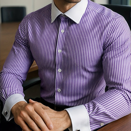 Classic Men's Striped Formal Dress Shirt - Modish World