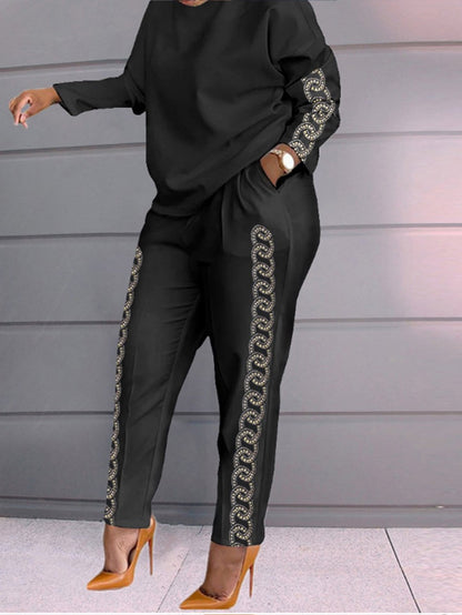 Black Chic Casual Long-Sleeve Two-Piece Set by ModishWorld
 - ModishWorld