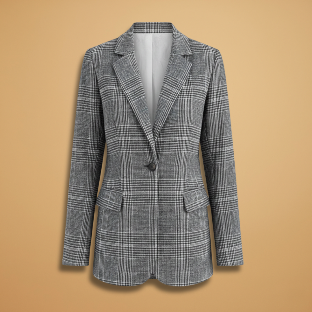 Ladies' Checked Jacket with Classic Lapel - Modish World