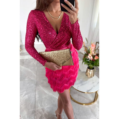 Sparkly Sequin Little Black Party Dress for Women