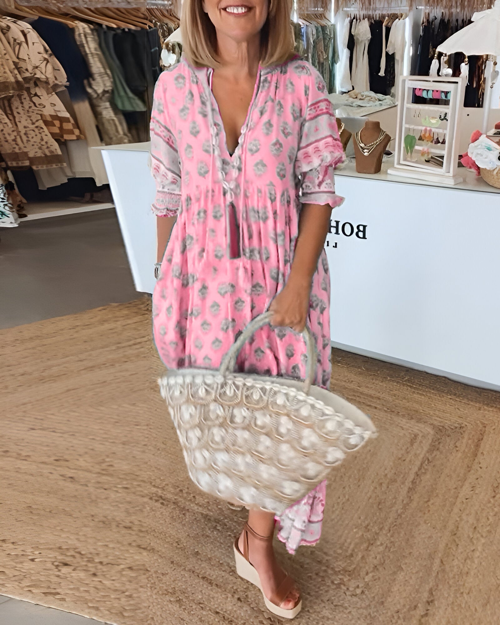 Loose Fit Floral Sundress for Women - Casual Summer Dress - ModishWorld
