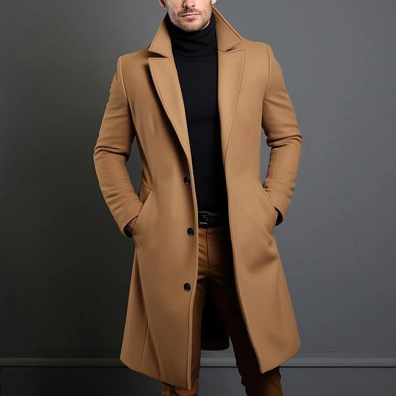 Classic Men's Long Trench Coat - ModishWorld