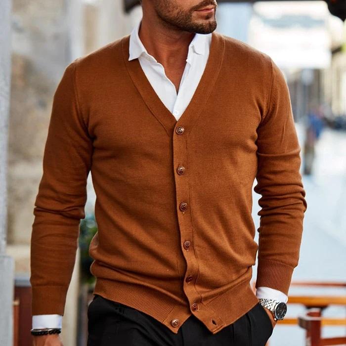 Comfortable Mens Knit Cardigan Sweater