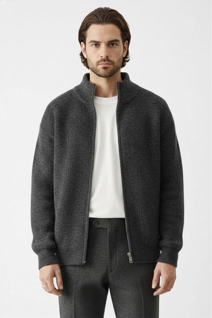 Stylish Men's Wool Blend Zip Sweater