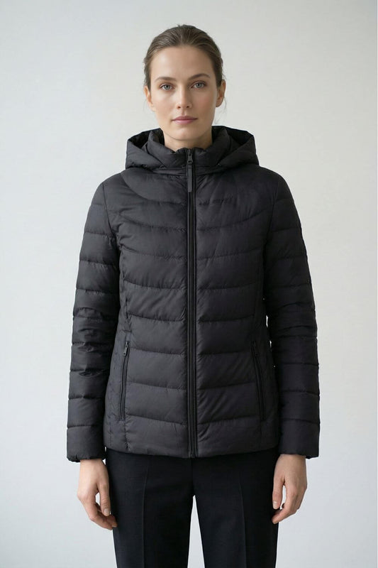 Warm Women's Quilted Black Puffer Coat - Modish World