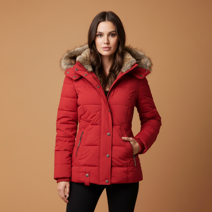 Ladies Button Front Faux Leather Jacket