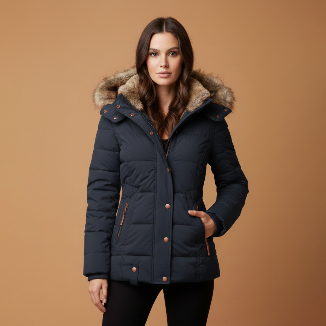 Ladies Button Front Faux Leather Jacket