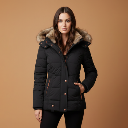 Ladies Button Front Faux Leather Jacket