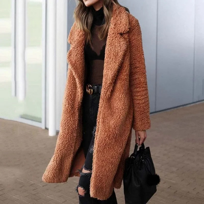 Soft Women's Notch Collar Fuzzy Coat