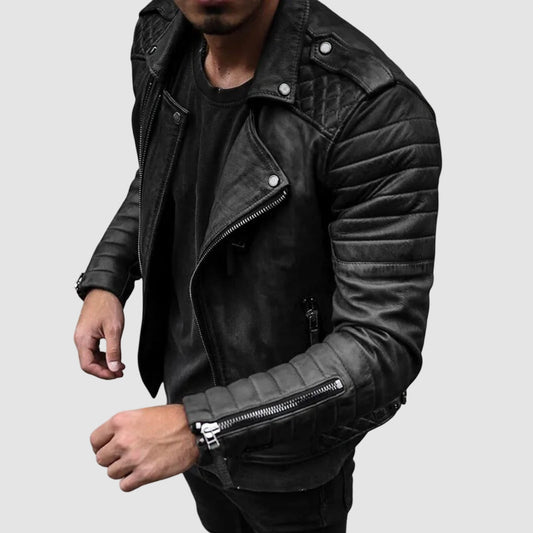 Classic Black Leather Motorcycle Jacket - ModishWorld