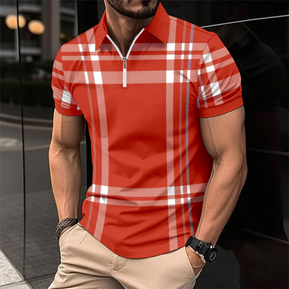 Classic Mens Checked Short Sleeve Polo Shirt - ModishWorld