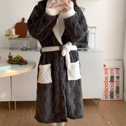 Luxurious Long Bathrobe with Hooded Collar