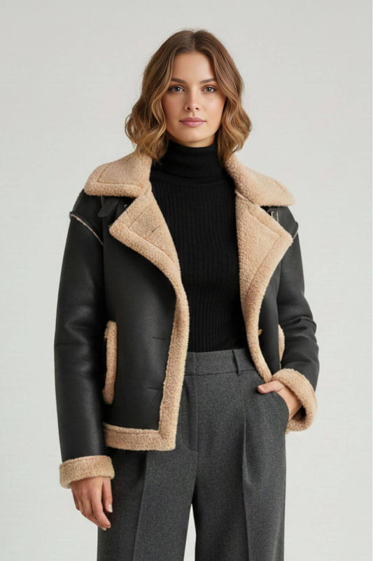 Chic Women's Faux Fur Trimmed Short Jacket - Modish World