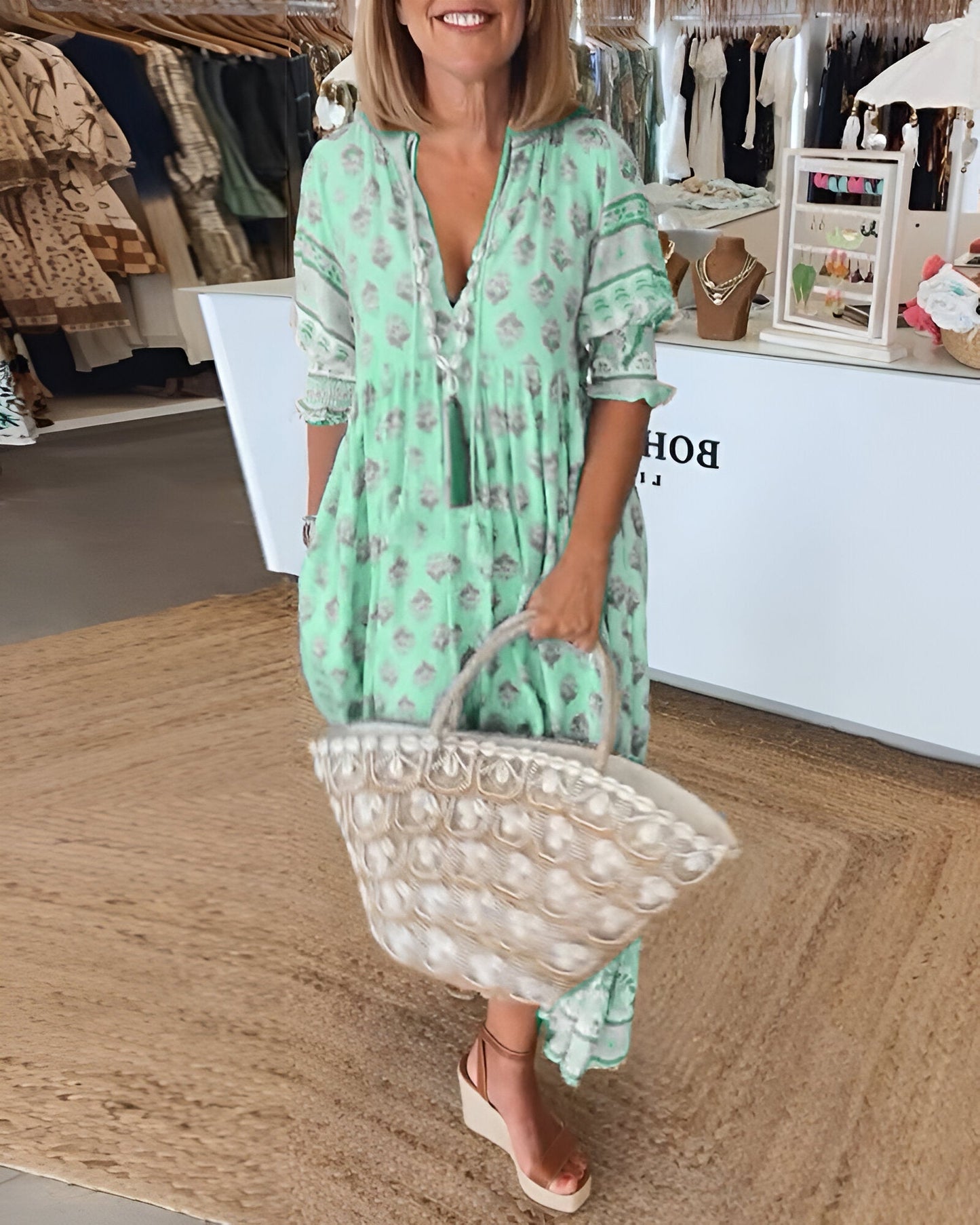 Loose Fit Floral Sundress for Women - Casual Summer Dress