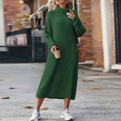 Cozy Crew Neck Midi Sweater Dress