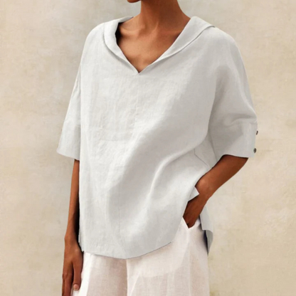 Women's Breathable Summer V-Neck Top - Loose Fit Blouse