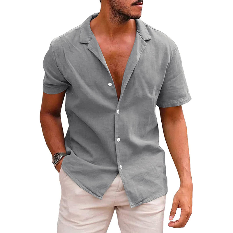 Relaxed Fit Mens Short Sleeve Dress Shirt