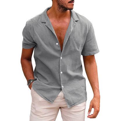 Relaxed Fit Mens Short Sleeve Dress Shirt