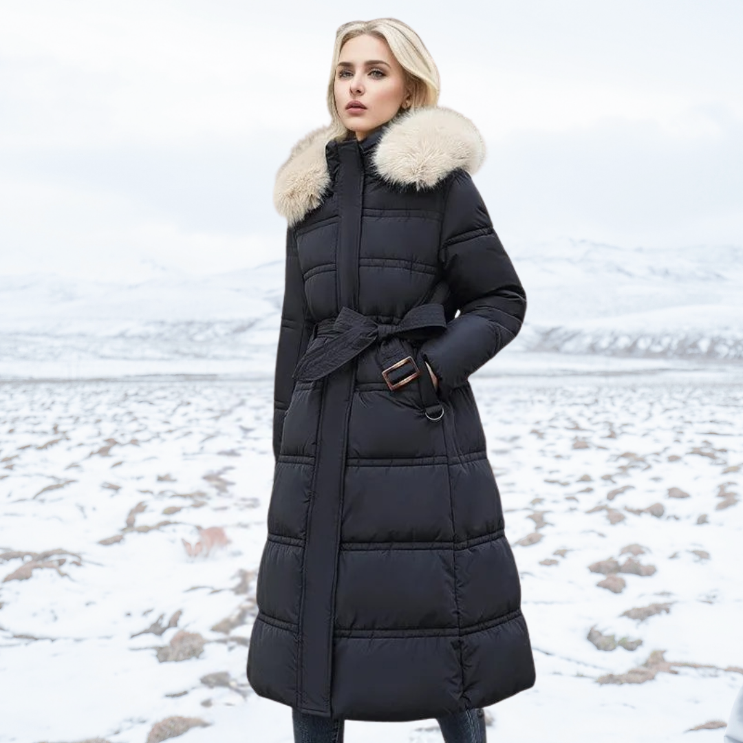 Warm Women's Down Filled Jacket with Adjustable Waist