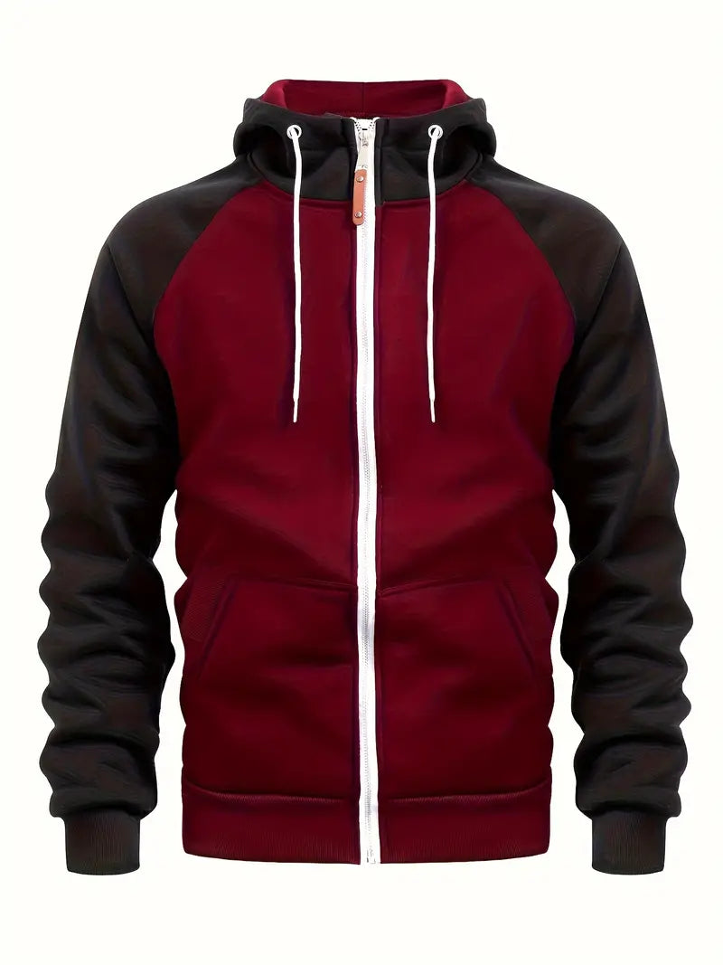 Relaxed Fit Mens Zip Up Hooded Jacket