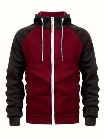 Relaxed Fit Mens Zip Up Hooded Jacket