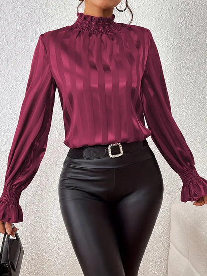 Women's Chiffon Ruffle blouse with Round Neck - ModishWorld