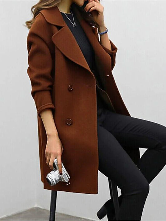 Warm Women's Classic Pea Coat - ModishWorld