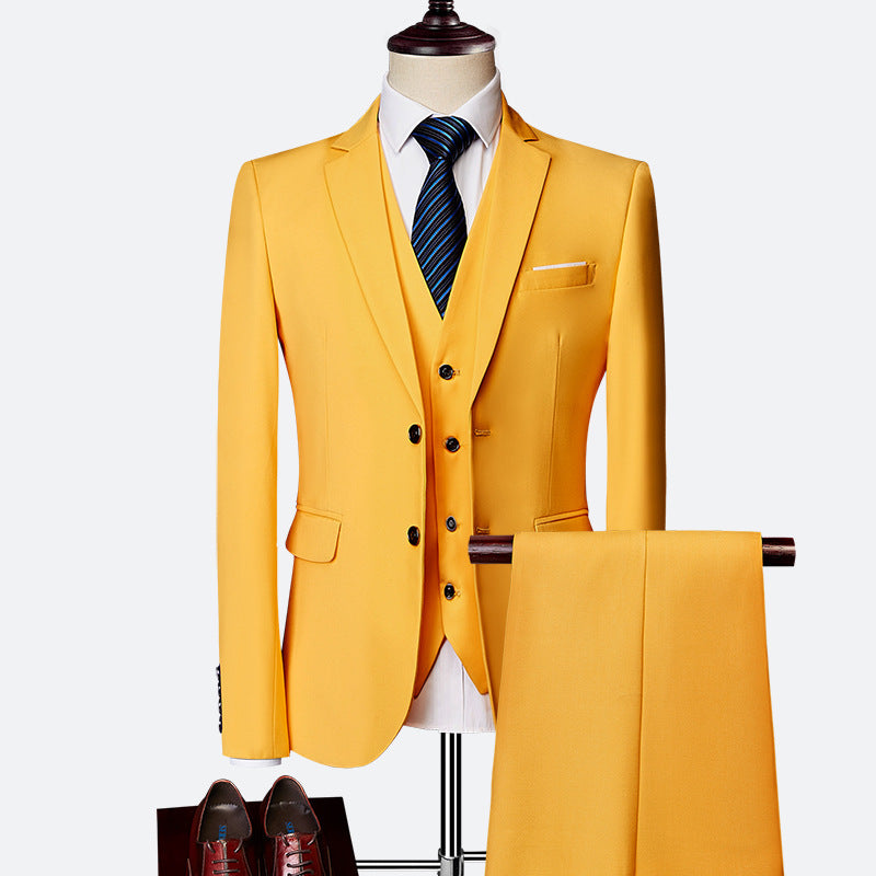 Classic Tailored 3-Piece Groom Suit Set for Men