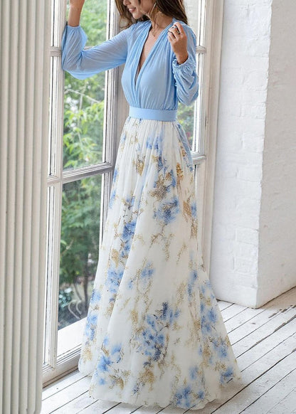 Beautiful Navy Floral Long Dress for Ladies - ModishWorld