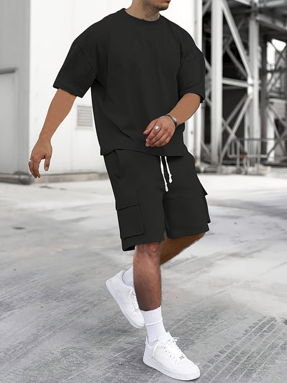 Relaxed Fit Tee and Shorts Combo for Men