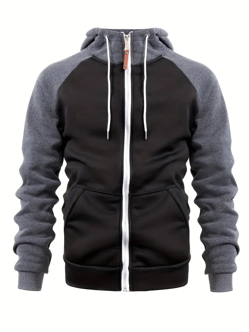 Relaxed Fit Mens Zip Up Hooded Jacket