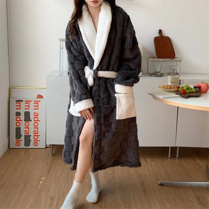 Luxurious Long Bathrobe with Hooded Collar - ModishWorld