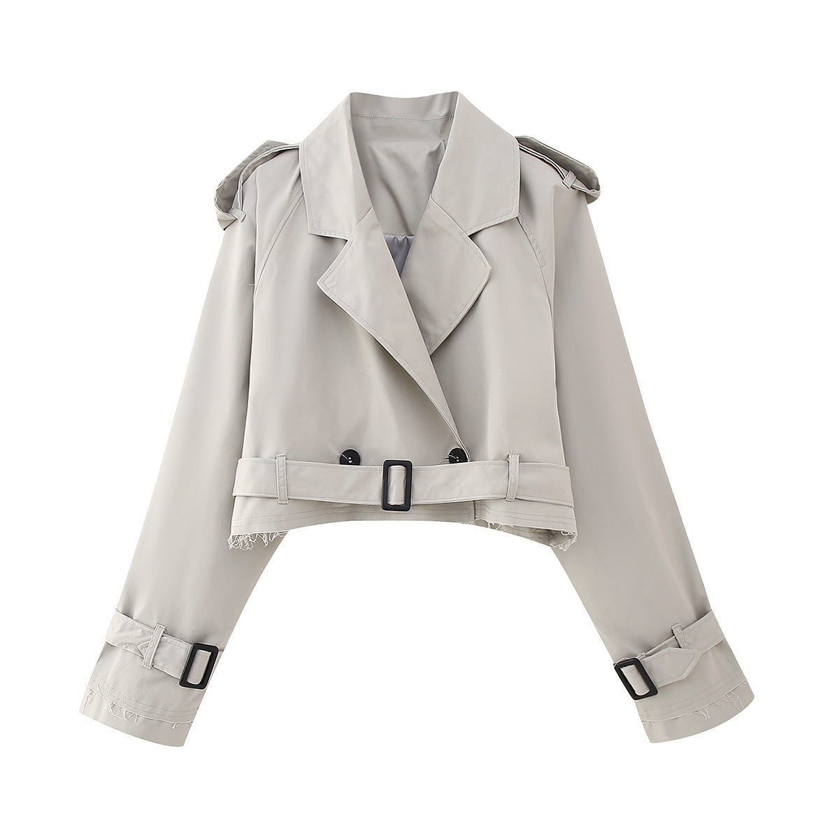 Women's Chic Short Trench Coat - Classic Waist Belt