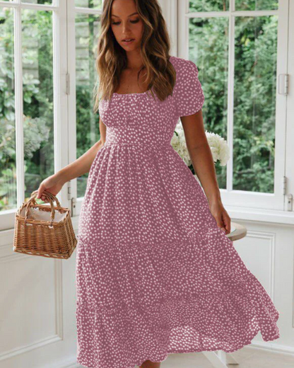 Beautiful Flower Midi Summer Dress